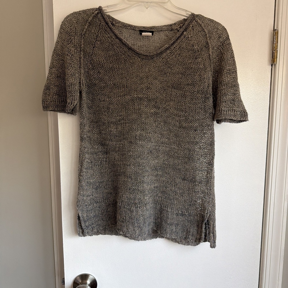 J.Crew Short Sleeve Heathered Linen‎ Knit Top With Open Split Side Size S